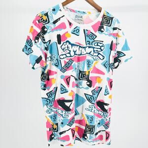 Le Tigre White Memphis Milano 100% Cotton Graphic All-Over Print T-Shirt